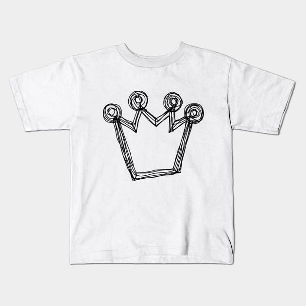 Black Crown Minimal Sketch Kids T-Shirt by ellenhenryart